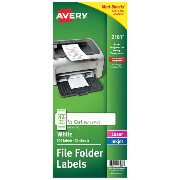 Mini-Sheets File Folder Labels, 2/3" x 3-7/16"